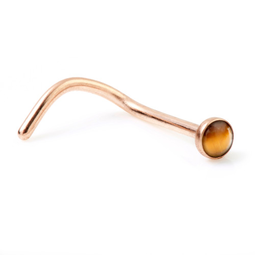 Rose Gold Steel Tiger's Eye Nose Stud