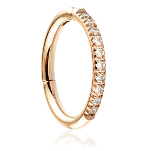Rose Gold Ti Half Pave Gems Hinged Micro Ring