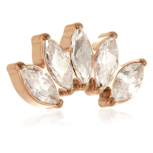 Rose Gold Ti Threadless Prong Jewelled Marquise Cluster Attachment
