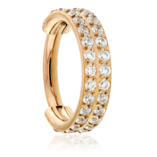 Rose Gold Titanium Hinged Double Jewelled Hinge Ring