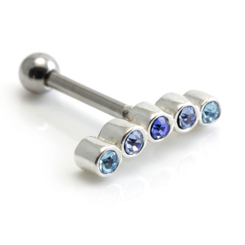 Silver Multi Gem Steel Microbar