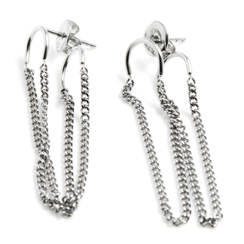 Steel Double Chain Slave Bar Earrings (Pair)