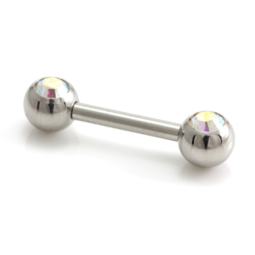 Steel External Thread Forward Facing Double Gem Barbell