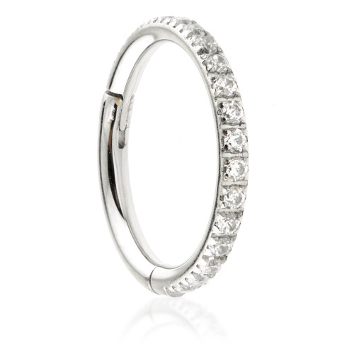 Steel Full Pavé Gems Thin Hinged Micro Ring