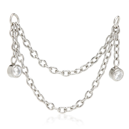 Steel Hanging Double Chain with Hanging Gems