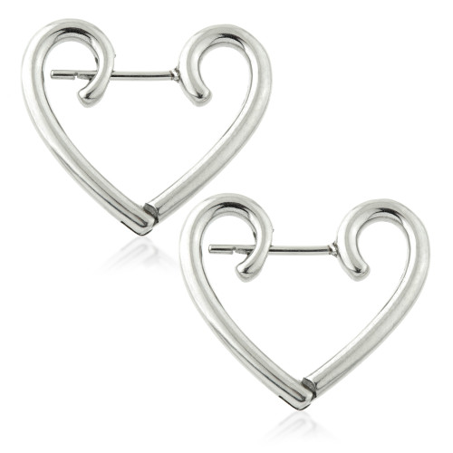 Steel Heart Hoop Earrings (Pair)