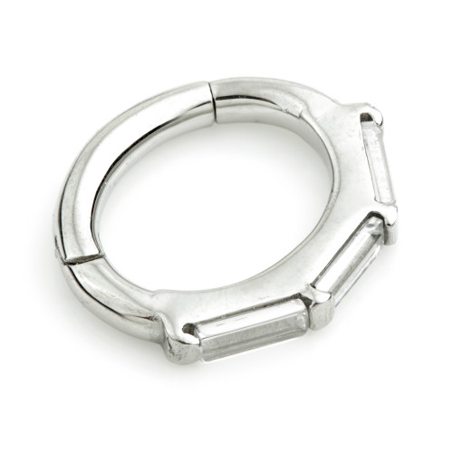 Steel Hinged Rectangular Crystal Rook Ring