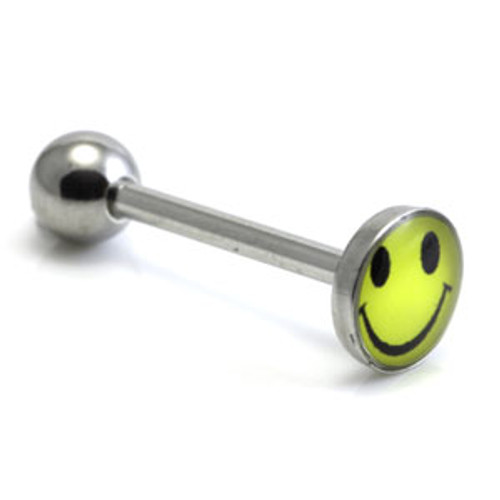 Steel Logo Tongue Stud - Smiley