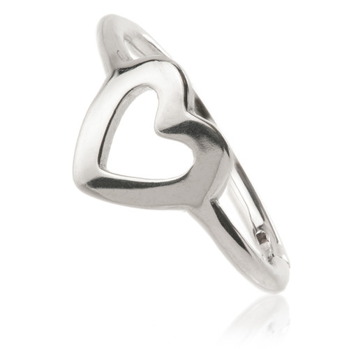 Steel Love Heart Hinged Ring