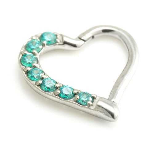 Steel Multi Gem Hinge Heart Ring