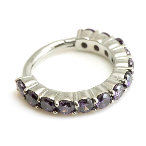 Steel Multi Gems Hinged Micro Ring