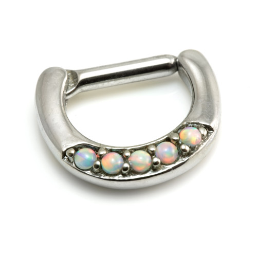 Steel Opal 5 Gem Septum Ring