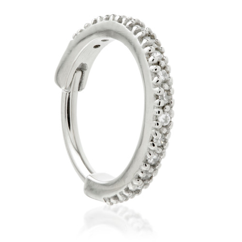 Steel Pavé Jewelled Eternity Hinged Conch Ring