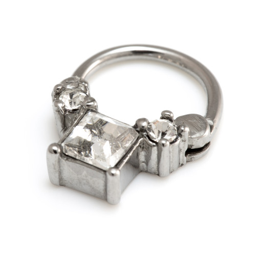 Steel Square Gem Hinged Micro Ring