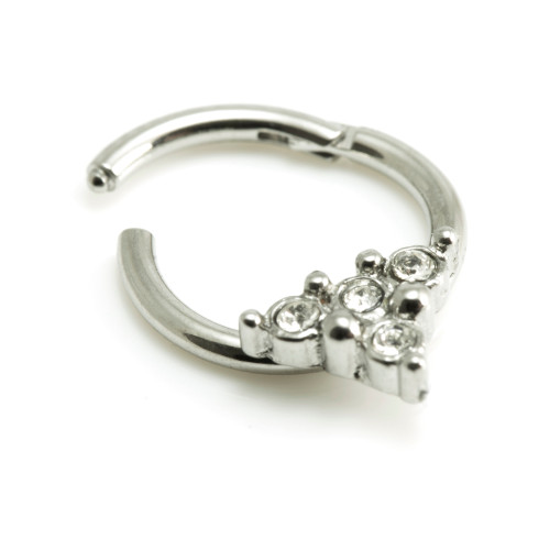 Steel Tri Gems Hinged Micro Ring -1.2-8-crystal