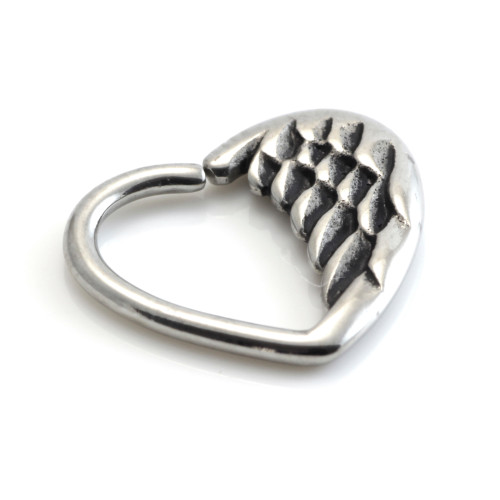 Steel Wing Heart Ring
