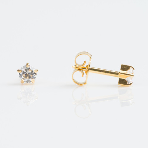 Studex Large Gold Plated Tiffany Cubic Zirconia Studs - Pack of 12