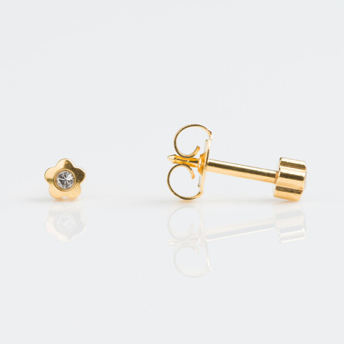 Studex Regular Gold Plated Flower Studs - Lite with Crystal - Pack of 12