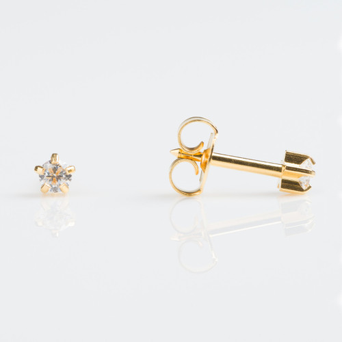 Studex Regular Gold Plated Tiffany Cubic Zirconia Studs - Pack of 12