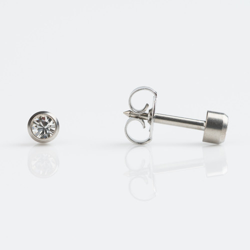 Studex Regular Polished Titanium Bezel April Studs - Pack of 12