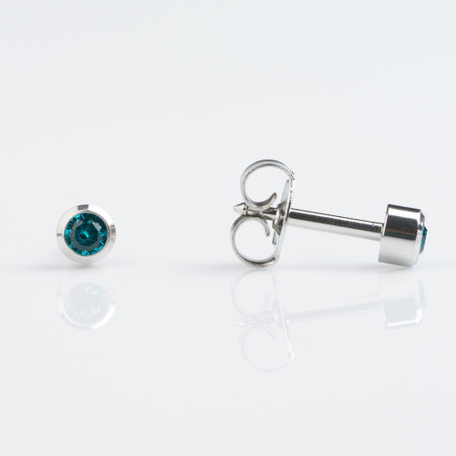 Studex Regular Stainless Blue Zircon (December) Bezel Studs - Pack of 12