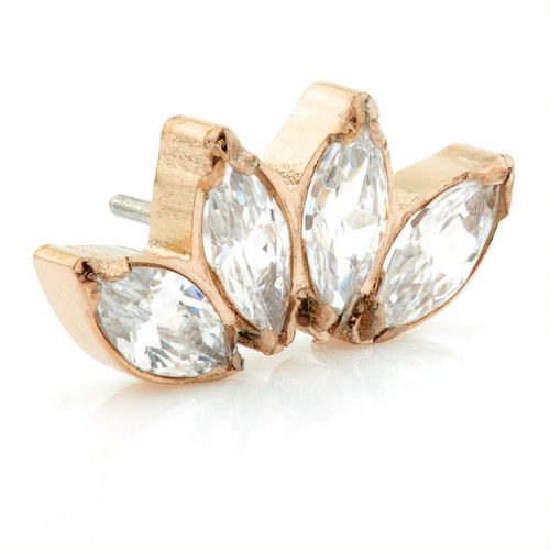 Threadless Rose Gold Ti Marquise Gem Cluster