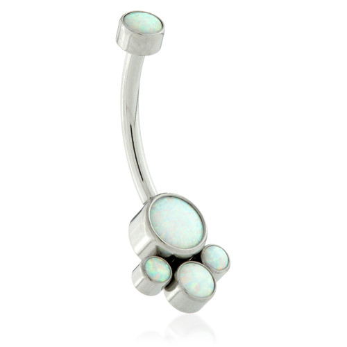 Threadless Ti Double Opal Navel With 4 Opal Cluster