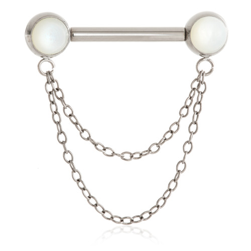 Threadless Ti Shell Disk Double Chain Nipple Bar