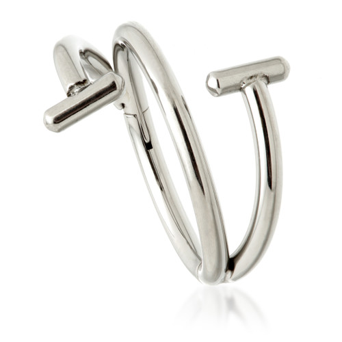Ti Couture Coiled Shape with Barbell Ends Hinged Rings