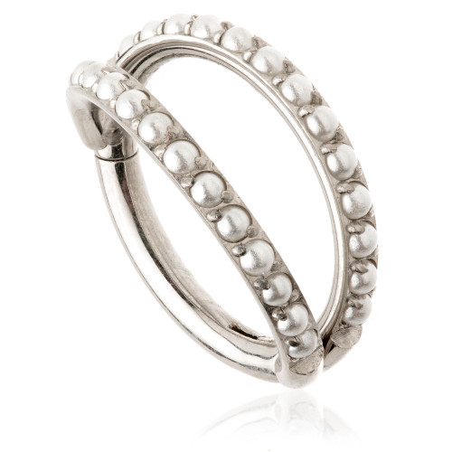 Ti Couture Double Pearl Band Hinged Ring