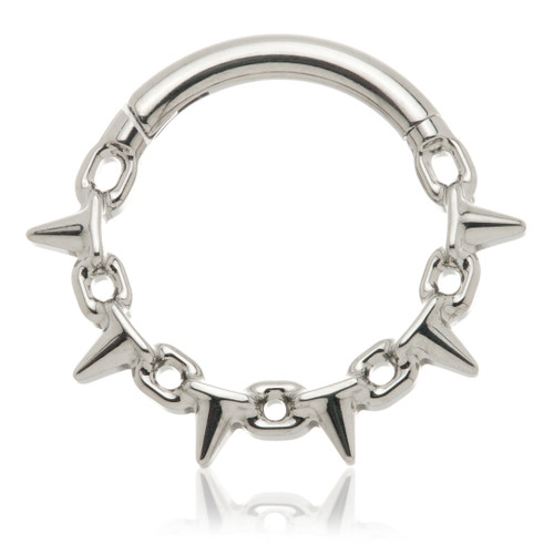 Ti Couture Forward Facing Spiked Chain Link Hinged Ring