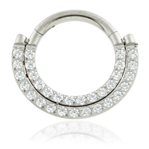 Ti Couture Front Facing Double Pavé Gem Hinged Ring