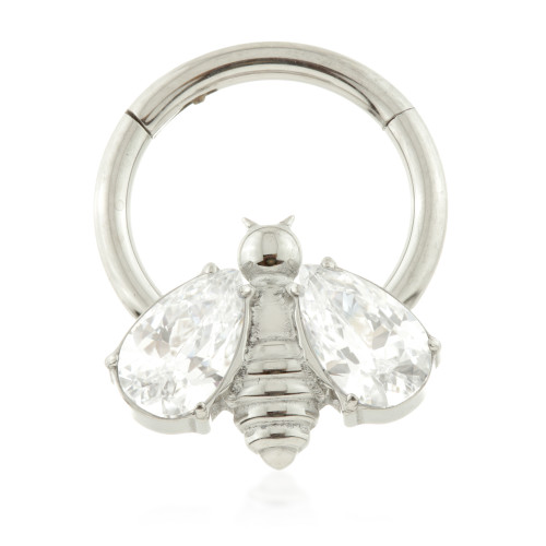 Ti Couture Front Facing Jewelled Bee Hinged Ring