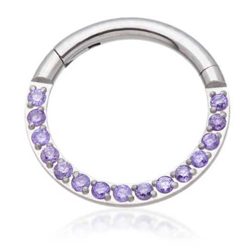 Ti Couture Front Facing Pavé Gems Hinged Daith Ring