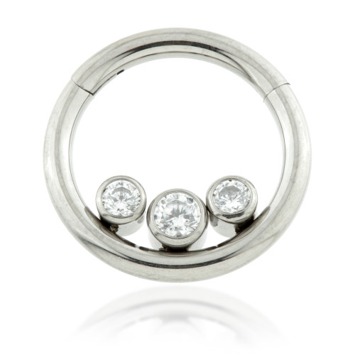 Ti Couture Front Facing Triple Gem Inside Hinged Ring