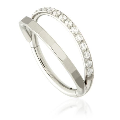 Ti Couture Half Pavé/Flat Double Band Hinged Ring