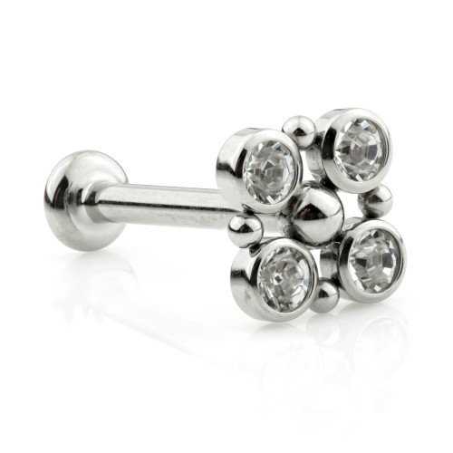 Ti Couture Internal Labret with Gem Dot Square 3mm Base 1.2mm (0.8mm)