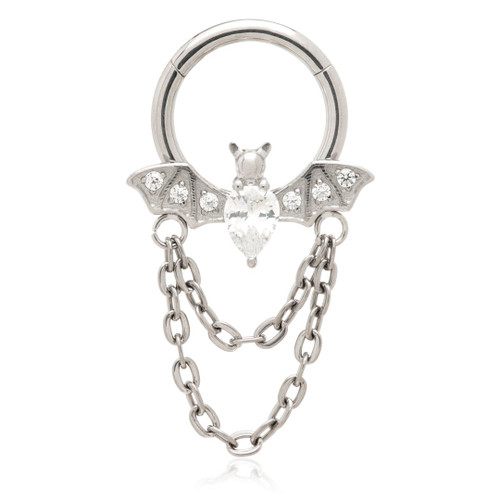 Ti Couture Jewelled Bat Chain Hinged Ring