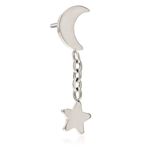 Ti Couture Threadless Moon with Dangling Star Attachment