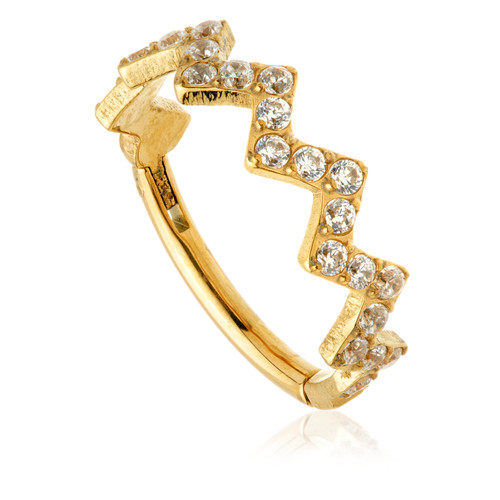 Ti Couture Zircon Gold Pavé Zig Zag Hinged Ring