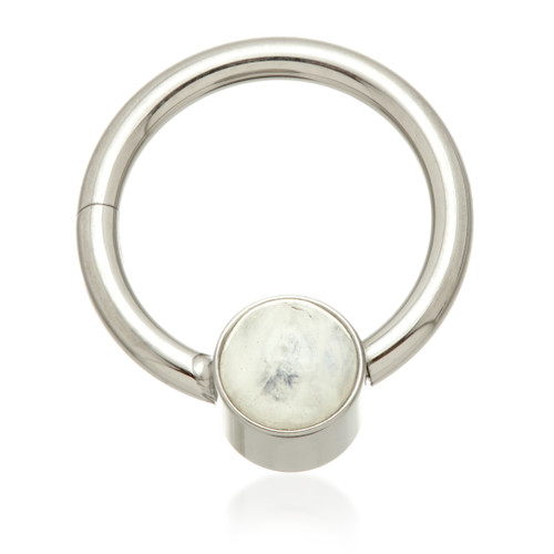 Ti Hinged Segment Ring with Moonstone Disk