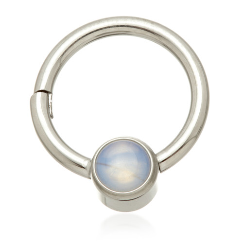 Ti Hinged Segment Ring with Opalite Stone Disk