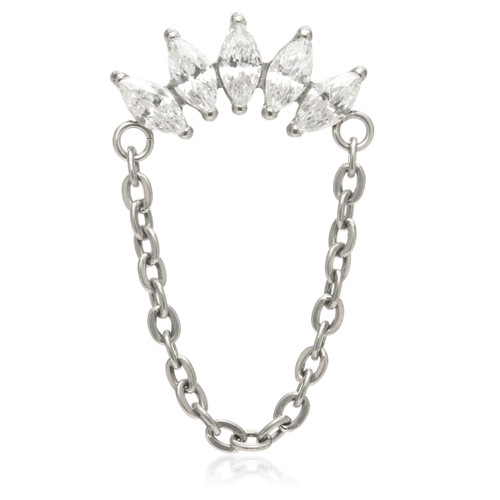 Ti Internal 5 Prong Marquise with Hanging Chain Attachment