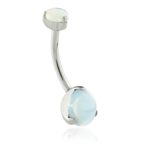 Ti Internal Double Prong Set Navel with Opalite Stone