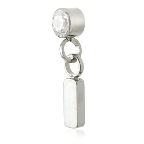 Ti Internal Jewelled Bezel Attachment with Hanging Rectangle Charm