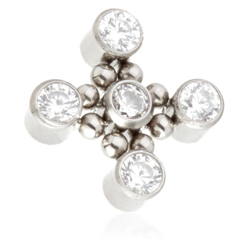 Ti Internal Jewelled Bezel Flower with Surrounding Beads Attachment (0.9mm thread)