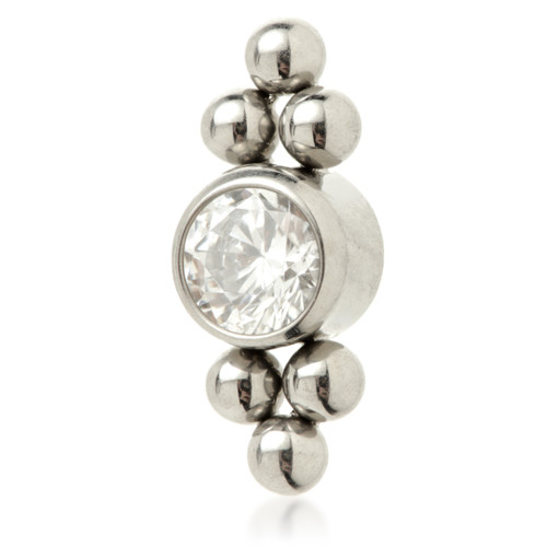 Ti Internal Jewelled Bezel with Side Tri Beads Attachment (0.9mm thread)