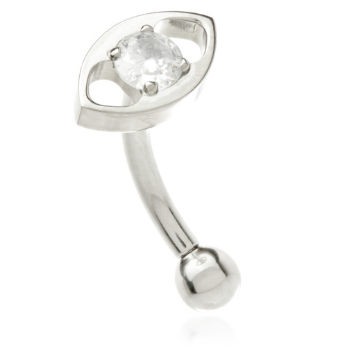 Ti Internal Jewelled Eye Shaped Rook/Eyebrow Bar