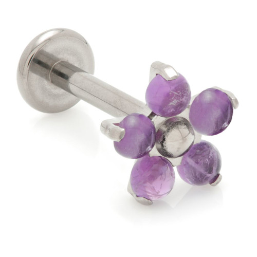 Ti Internal Labret with Amethyst Flower Attachment