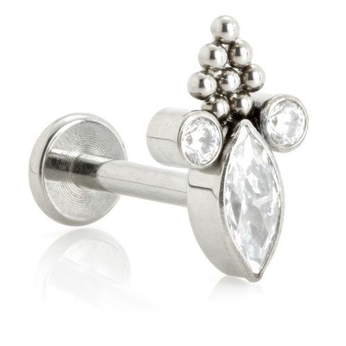 Ti Internal Labret with Jewelled Bezel Marquise with Gem and Beads Top Attachment